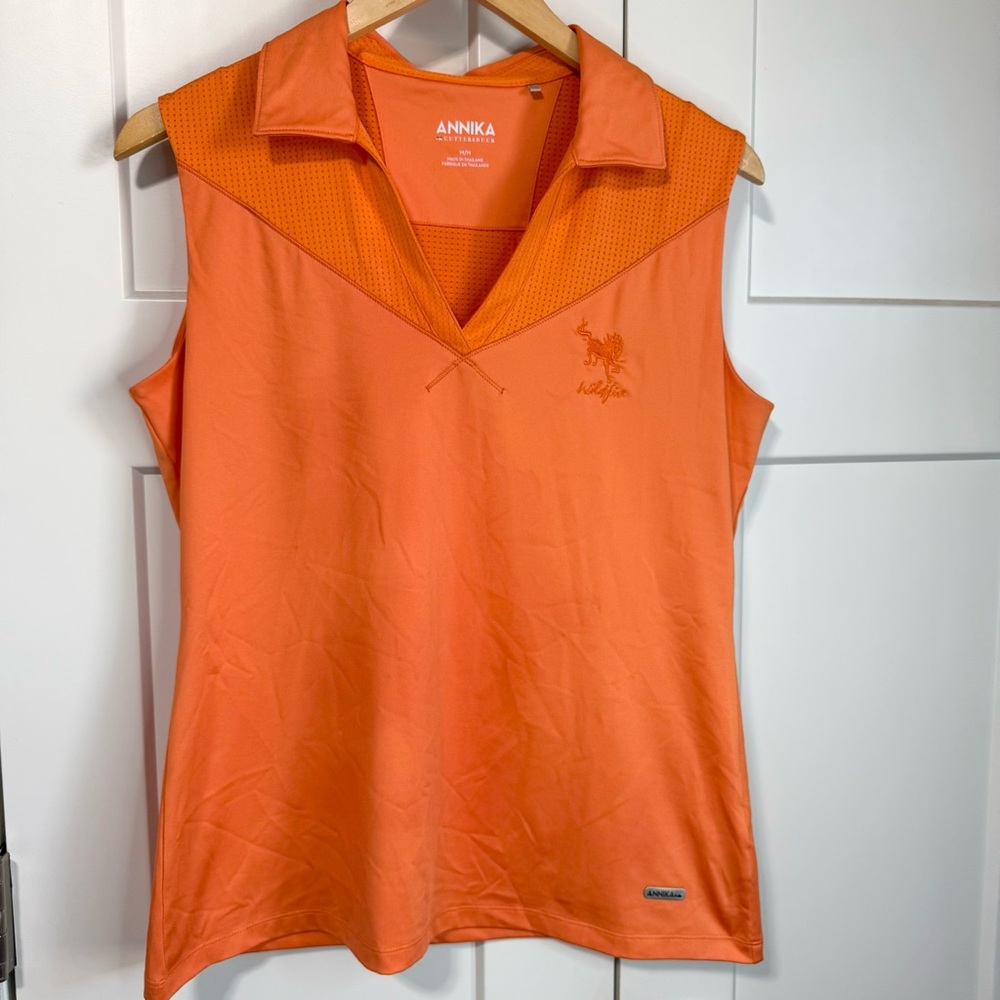 Cutter & Buck Annika Orange Sleeveless Polo golf Shirt size Medium